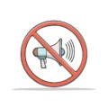 no-noise-prohibition-sign-cartoon-megaphone-icon-silence-quiet-zones-413665755